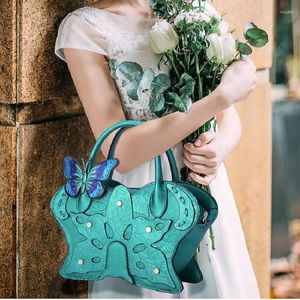 Evening Bags 2024 Women's Fashion Butterfly Paintings Unique Decal Design Embossing Handbag Shoulder Bag Crossbody Dress Party Club