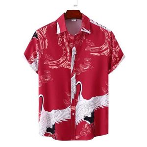 Camisas casuais masculinas Marca de luxo masculino Homem do homem de remessa de roupas masculinas Moda Tiki Bloups Social Hawaiian Cotton de alta qualidade Polo Y240506