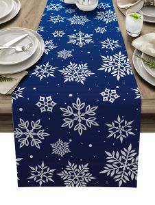 Pads Natale Blue Snowflake Linen Linen Runners Dresser Decorazioni da tavolo inverno per le pranzo di Natale Decorazioni natalizie