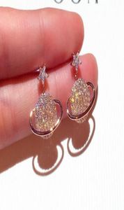 Mycket söt glittrande nya ins lyxdesigner Diamond Rhinestone Zircon Star Universe Stud Dangle Chandelier Fashion Earrings för W6088828