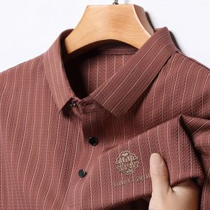 Men Polos Brand Ice Silk Semless Fashion Massion Shirt Shirt Men 2024 Summer Treasable Disuale Print Print Print Print