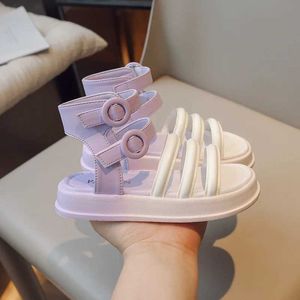 Sandals Children Roman Sandals for Girls Versatile Multicolor Open Toe Kids Shoes Casual Soft Sole Princess Shoes High-top Beach Sandals