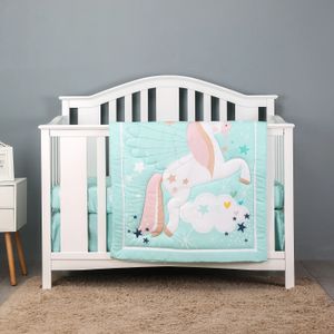 3pcs micro fiber brushed Baby Crib Bedding Set unicorn design lion boys and girls cheep including quilt crib sheet skirt 240418