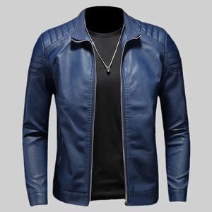 Spring Moto Pu Leather Jacket Men Motorcycle Leahter Male Stand Collar Casual Windbreaker Trendy Mens Clothing 240430