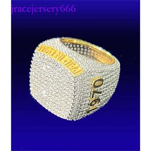 Hotsale مخصص تمريرة الماس اختبار الهيب هوب VVS Moissanite Iced Out Sier Letter Ring 10K 14K Men Hiphop Jewelry