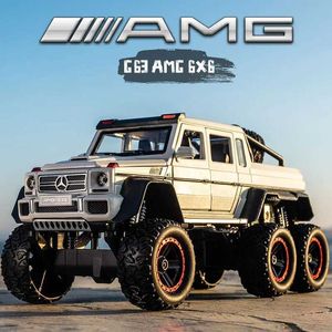 Diecast Model Cars Mercedes Benz AMG G63 6X6 1 24 LELO Modelo de carros Somulação de carro e modelo de veículo claro Childrens Die Cast Toy Birthday Giftl2405