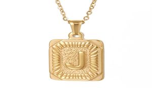 Retângulo inicial AZ Letra Pingente Charm para homens 18K Chain de colar de letra manchada de ouro 18k 18inCh2158565