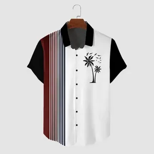 Men's Casual Shirts Hawaiian Summer Caucal Turndown Shirt 3d Plant Graph For Men Oversized Simple Beach Clothing Daily Tops