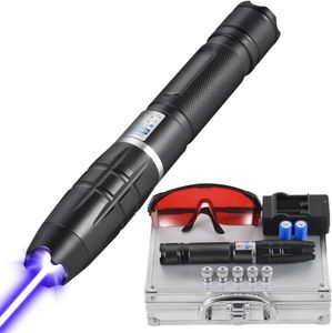 Kraftfullt blått ljus långdistansfokuserande laser ficklampa som är lämplig för camping, vandring och stargazing