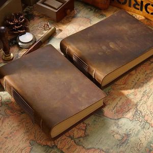 Creative Notebook Leather Handmade Sketch Book Cowhide Vintage Diary 240428