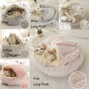 Houses 1 PCS Winter Warm Cat Cushion Soft Comfortable Long Plush Pet House Creative 2 In 1 Sleeping Bag For Kitten Puppy