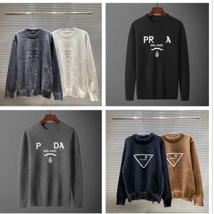 2024 Designer Męski Trójkąt Element List Dark Jacquard Crewneck Grey Black Brown Jumper Print Casual Long Rleeve Sweter M-3xl 44