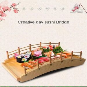 Gerichte Teller Japanisch-Sushi-Boot Holzbogenbrücke Geschirr frische Meeresfrüchte aus Sashimi Kochplatte Dragon Teller 230J