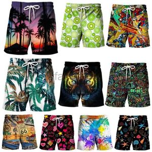 Men's Plus Size Shorts Hawaiian men's beach pants digital print summer graffiti capris color casual shorts