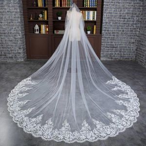 Bridal Veils Romantic 4 M Wedding Veil Cathedral One Layer Lace Appliced ​​Long With Comb Woman gifter sig gåvor 2021 Tillbehör 230V