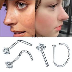 Body Arts G23 Titanium Open D Shape Nos Ring Hoop Screw L Nose Studs örhängen Små Nostril Tragus Brosk Piercing Smycken för kvinnor D240503