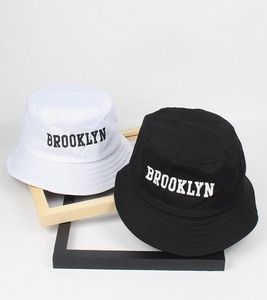 Cloches Men kobiety Brooklyn Bucket Hat Bawełna druk Hip Hop Fisherman Panama Sun Summer Outdoor Street Casual Visor Cap7683226