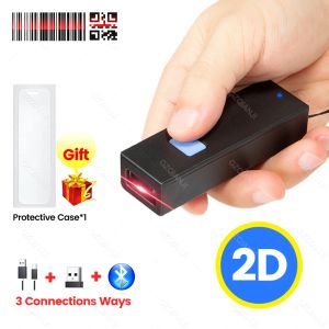 Scanners Mini Bluetooth Barcode Scanner Wireless Bluetooth 2.4G 1d 2d CCD QR PDF417 Reader de código de barras para pagamento para celular iPad Android Tablet