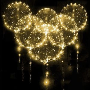 Decoration 5sets 18/20/24inch Clear Bobo Balloon With Led Lights Wedding Decor Luminous Bobo Ballon For Birthday Xmas Party Valentines Gift