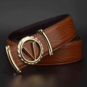 High Quality Designer Belts Men Fashion V Letter Luxury Famous Brand Genuine Leather Belt Men Classic Exquisite Waist Strap X220216 307y