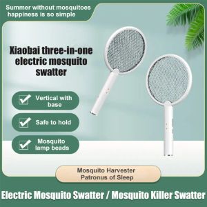 Zappers 2 In 1 3500V Electric Insect Racket Swatter Zapper USB Rechargeable Summer Mosquito Swatter Kill Fly Bug Zapper Killer Trap