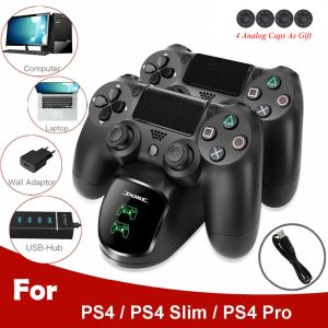 Joysticks PS4 Charger Charging Dock Station Dual USB med LED -indikatorer Joystick Gamepad Charger för PlayStation 4/Slim/Pro Controller