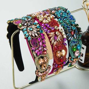 Kafa Bantları Deluxe Barok Vitray Matkap Bit Moda Saç Aksesuarları ile Kadın Traild Rhinestones Parti Kafa Bantları Kızlar Yeni Q240506