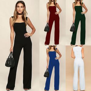 Sexy Sleeveless Overalls for Women Black White Flare Trouser Casual Workout Jumpsuit 2019 One Piece Rompers Women's Jumpsuit CX200 237O