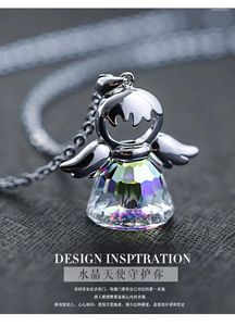 Kedjor Fin smycken Tillbehör 925 Silver Guardian Angel Crystal från österrikiska för kvinnans namn halsbands charm