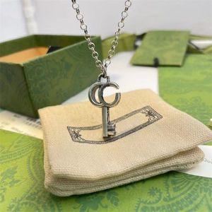 Designer key Pendant Necklace men High quality vintage letter carved pattern lady luxury 925 sterling silver key love necklaces for women Jewelry gift 008