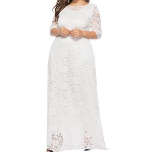 Vestido maxi de tamanho grande de tamanho grande 5xl 6xl Elegante Kaftan Muslim Hollow Out Lace Party Vestes Vestidos1 243e