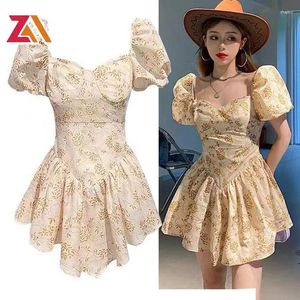 Party Dresses Zalady Goblincore Summer Light with Floral Patterns Basic Night Club Elegant Sexy Chic Ruffles Mini Dress Women