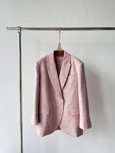 Kadınlar Suits Herringburone Linen Suit Ceket Erken İlkbahar 2024 0424
