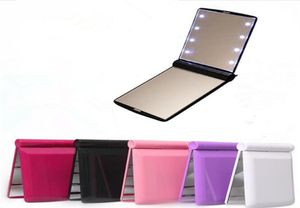 Lady Makeup Cosmetic 8 LED Mirror Folding Portable Compact Pocket LED Mirror Lights Lamps X0554373232