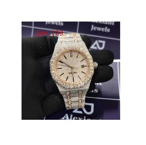 Pronto para enviar o hip hop de alta qualidade VVS Moissanite Diamond Craved Rose Tow Tone Watch Color for Men Big fabricante atacado