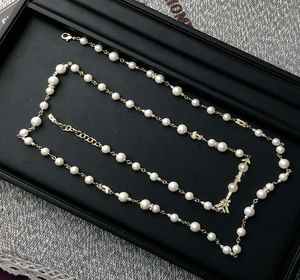 Top Designer Necklace Classic Double Letter Pearl Sweater Stain Valentines Day Gift with Box LHC94074216