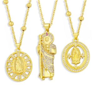Подвесные ожерелья Virgin of Guadalupe Collecle Pave Crystal для святых католических религиозных украшений San Judas Tadeo Nkez6117854048521469