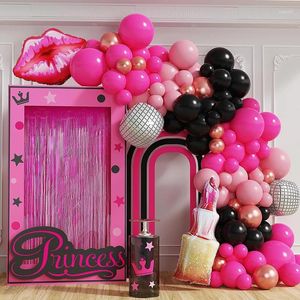 Party Decoration 144st Pink Balloon Garland Arch Kit Lipstick Balloons For Girls Birthday Princess Theme Bridal Shower Wedding Decorations