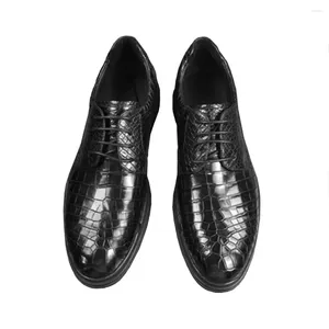 Повседневная обувь Ousidun Crocodile Belly Leather Men мужчина Leisure кружев