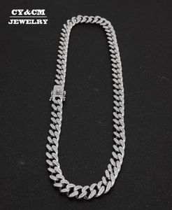 13mm Men039S Crystal Cuban Link Chain Hip Hop Long Neckor for Men Gold Silver Color Heavy Iced Halsband Choker Bling Jewelry6397705