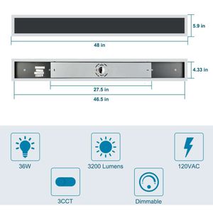 48in Moderner LED -LED -Wandleuchte im Freien mit einstellbarer Farbtemperatur und Helligkeit, wasserdicht