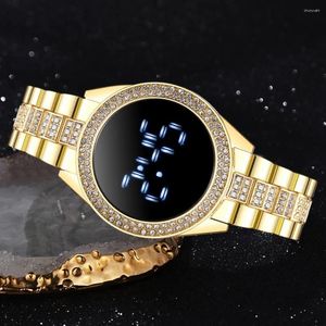 Wristwatches Luxury LED Digital Watches For Women Rose Gold Stainless Steel Diamond Dial Magnet Dress Quartz Watch Relogio Feminino