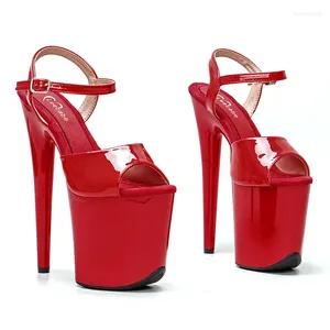 Sapatos de dança Leecabe 20cm/8inches plataforma de patente vermelha sexy salto alto poste