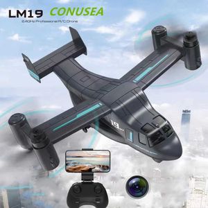 Electric/RC Aircraft LM19 Camera Drone 480p WiFi FPV DRONES RC DRO Remote Control Helicopter Land Air Model Quadcopter RC Plane Min UFO Toys for Boys T240506