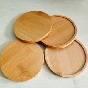 Table Mats Bamboo Coasters Placemats Coffee Mug Cup Kitchen Accessories Round Succulents Pots Wooden Trays Base Garden Home Decoration