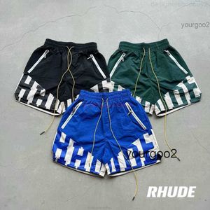 Designer Short Fashion Casual Clothing Beach Shorts Canned Rhude 23fw High Street Heavy Industry Spliced Woven Couple Loose Capris Joggers Sportswear Outdo