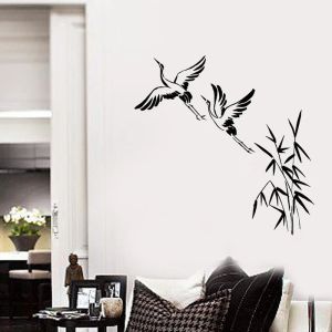 Adesivi CRANE Uccelli Decal Wall Decal Vinyl Bamboo ASIAN SECIFICA A DECATTI MURALI DECORAZIONI MURALI DECORAZIONI E518