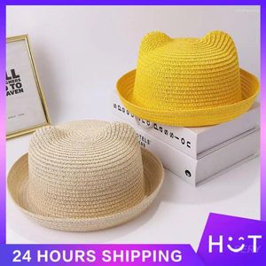 Berets Bucket Hat Wind Diameter About 23cm Childrens Sunscreen Uv Resistant Female Straw 56g