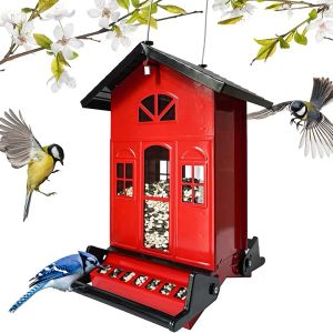Alimentando alimentadores de pássaros para o ar livre à prova de metal, alimentadores de pássaros pendurados de grande capacidade alimentadores de pássaros selvagens para cardeais tentilhões