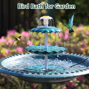 Bomba de pássaro Palone 3 com Banho de pássaro em camadas com bomba solar de 3,5W Fonte solar Diy destacável para decoração de jardim de banho de pássaro alimentador de pássaros ao ar livre